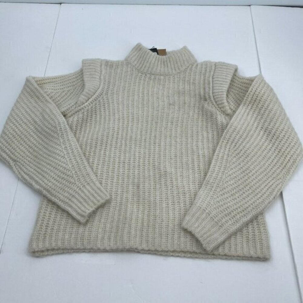 Vera Moda Sweater Small Womens Beige White Melange Waffle Knit Casual Preppy New